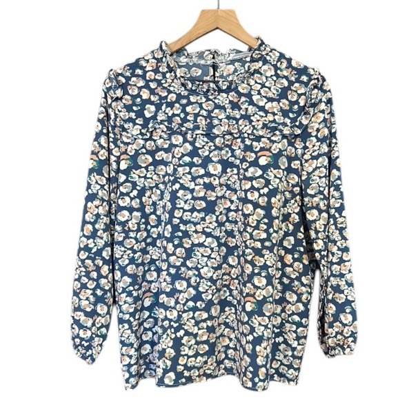 Michelle McDowell Tops - Michelle McDowell Floral Ruffle Neck Long Sleeve Top Size Medium